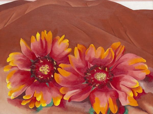 Georgia O'Keeffe, Red Hills with Flowers