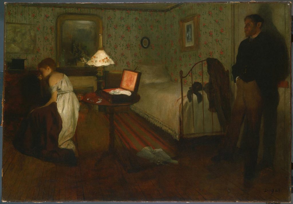 "Intérieur", huile sur toile d'Edgar Degas  Limbada, Nuit de noces