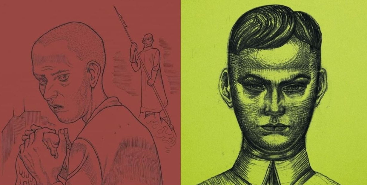 Couverture de "Viande" et d'"Albin", de Martin Harniček (Détail) © Monts métallifères