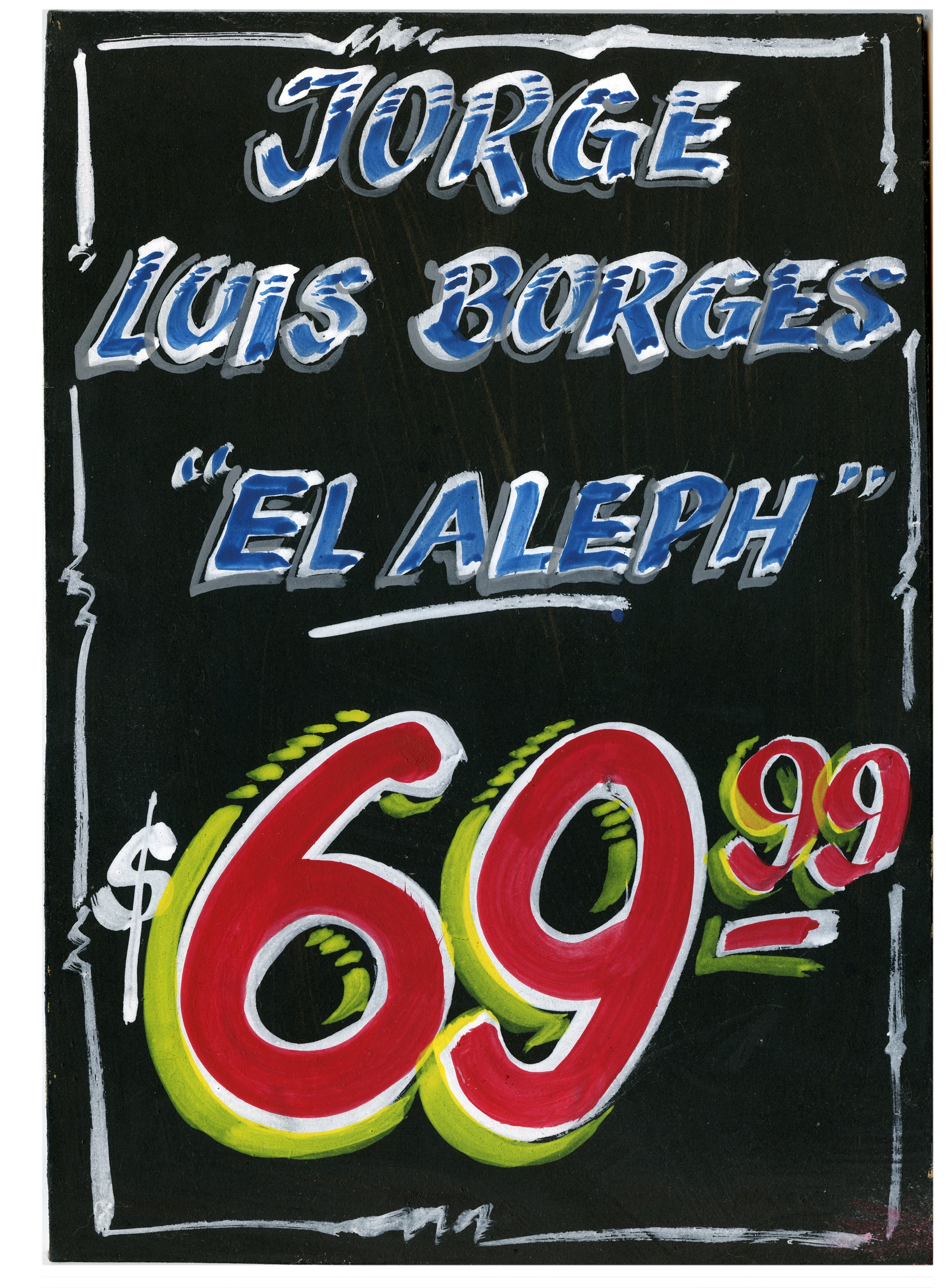 Titre de livre à la manière d'enseignes de boucherie argentines © Sergio Aquindo